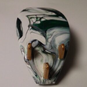 Surfboard Hair Barrette Hand Painted Green & White