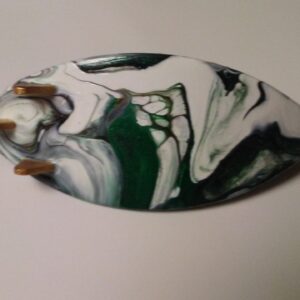 Surfboard Hair Barrette Hand Painted Green & White