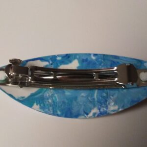 Surfboard Hair Barrette Hand Painted White, Light Blue, Blue & Green