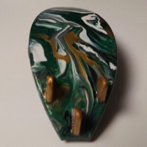 Surfboard Hair Barrette Hand Painted Gold, Green, White & Yellow