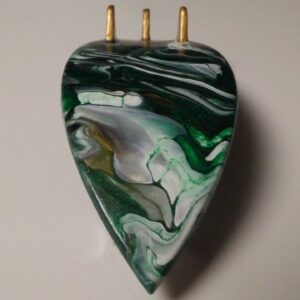 Surfboard Hair Barrette Hand Painted Gold, Green, & White