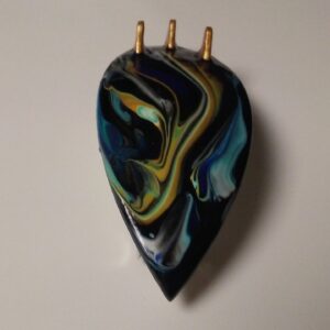 Surfboard Hair Barrette Hand Painted Black, Yellow & Light Blue