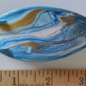 Surfboard Hair Barrette Hand Painted Light Blue, White & Gold